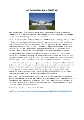 A preview of a PDF biography for Sharpe, Denis William